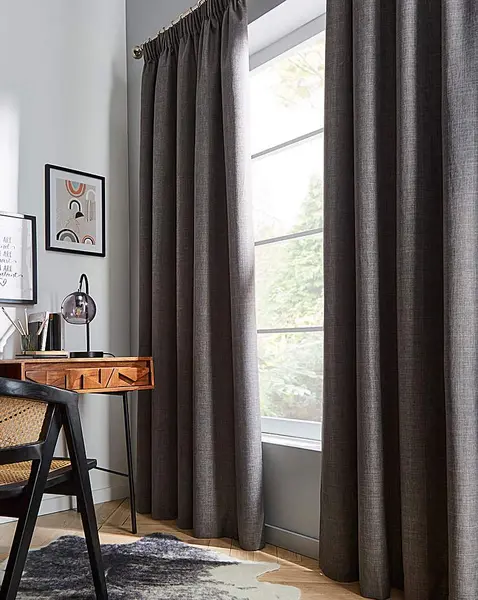Image of JD Williams Harvard Woven Curtain Grey 229 x 229cm OH14408