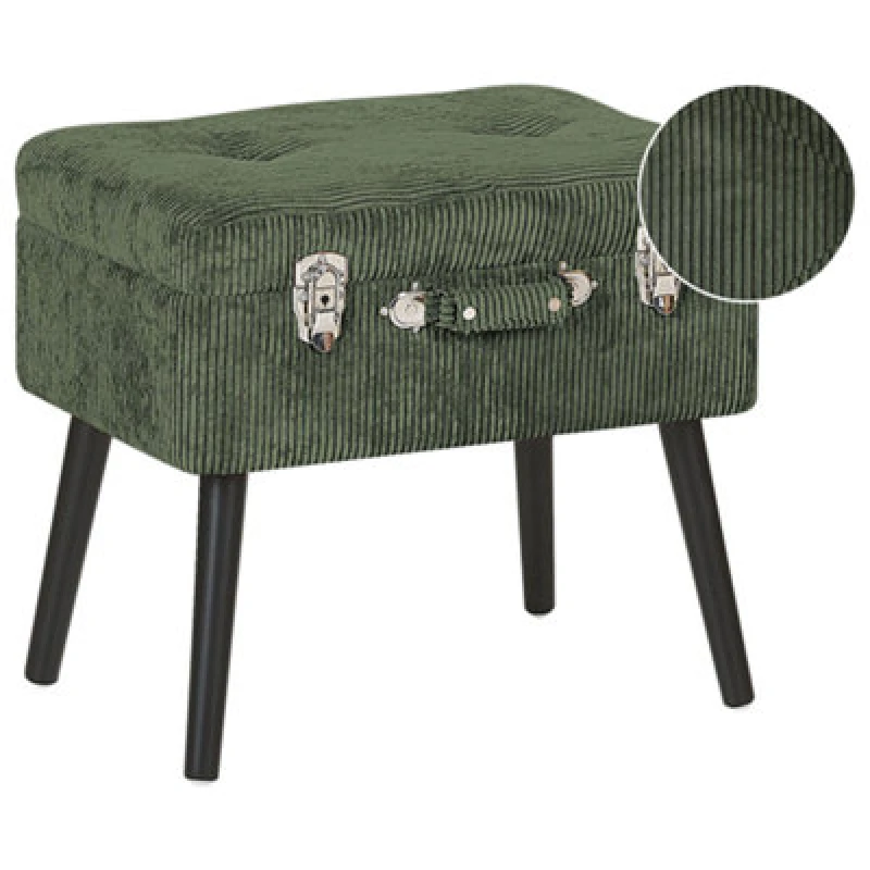 Image of Beliani Storage Stool Mallard Corduroy Dark Green