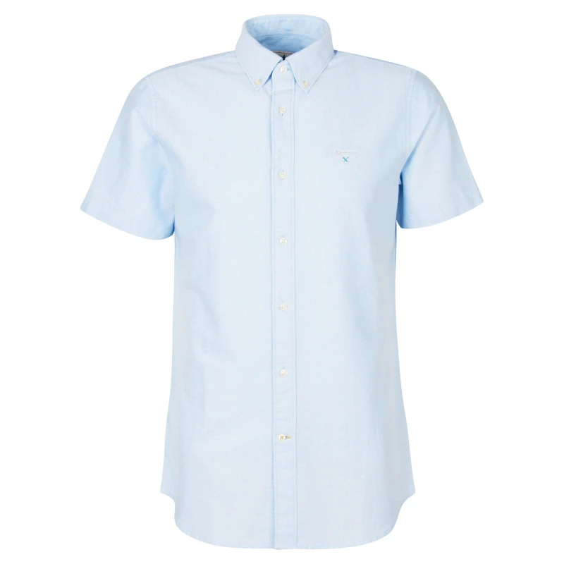 Image of Barbour Oxford Short Sleeve Tailored Shirt Sky BL32 male 3XL