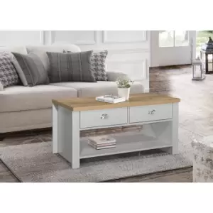 image of Birlea Highgate 2 Drawer Coffee Table Grey And Oak