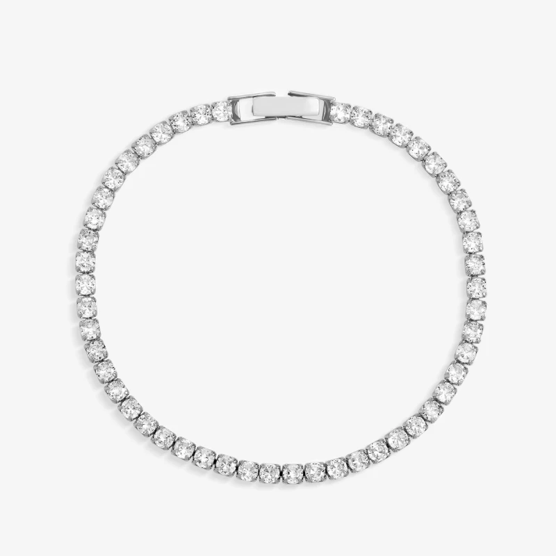 Image of Jon Richard Rhodium Plated CZ Round Tennis Bracelet Silver female One Size