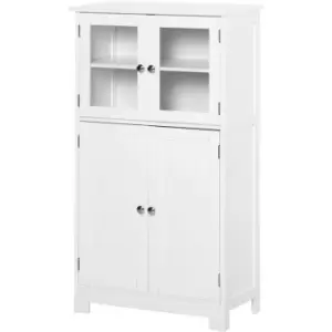 image of Kleankin - Bathroom Floor Storage Cabinet Standing Unit Kitchen Cupboard W/ Doors