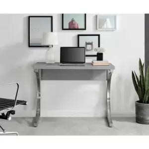 image of Valencia Grey High Gloss Modern Office Desk - Small 100cm