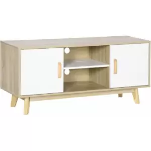 image of Homcom - tv Cabinet Stand Entertainment Center w/ Storage for 55' TVs, Natural