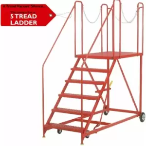 Image of Loops - 5 Tread Wide Truck Dock Loading Stairs Non Slip Platform Vehicle Step Ladder