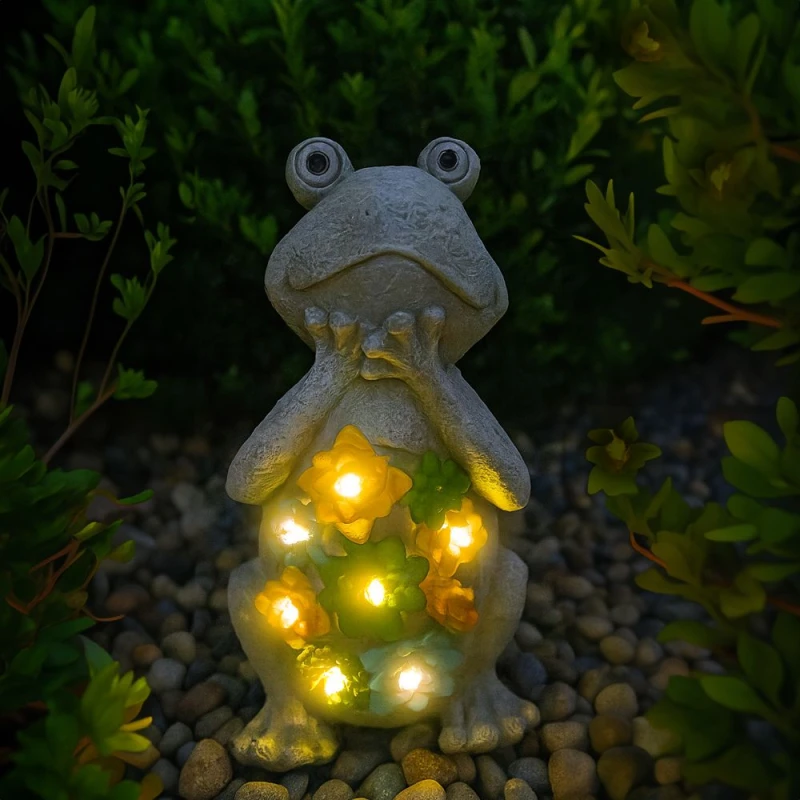 Image of ILFD Group Ltd Solar Frog Garden Ornament 24Cm / 9.5" - Pack Of 6