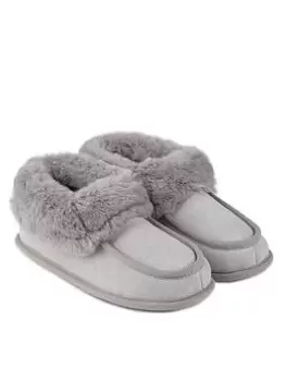 Image of TOTES Isotoner Ladies Moccasin Bootie Slippers - Grey, Size 7, Women