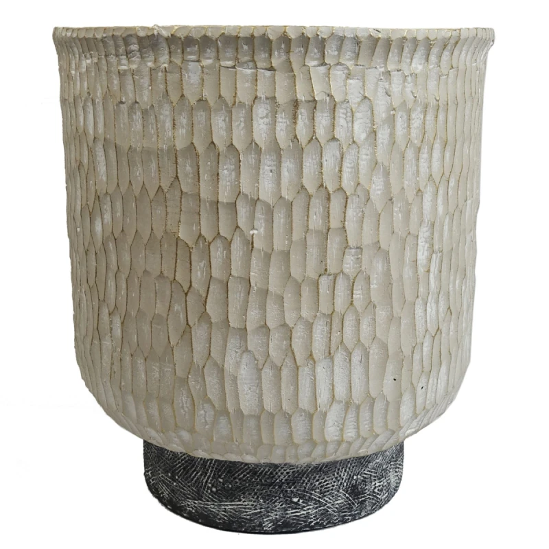 Image of N/A 32cm x 29cm Brushed Gold Stone Effect Planter Composite Plant Pot