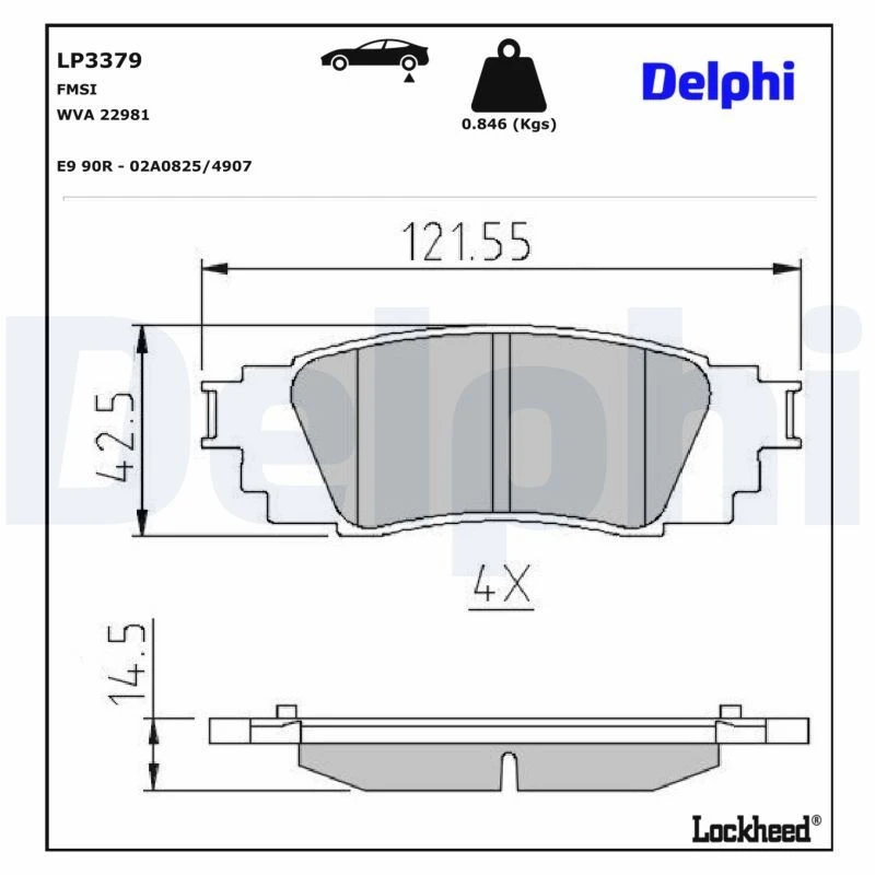 Image of DELPHI Brake pad set DELPHI LP3379