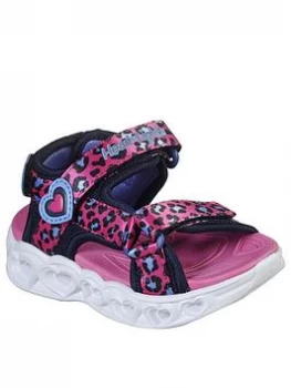 Image of Skechers Toddler Girls Heart Lights Leopard Sandals - Pink