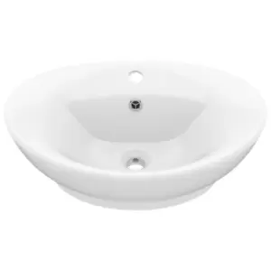 Image of VidaXL Luxury Ceramic Oval Basin Overflow - Matt White