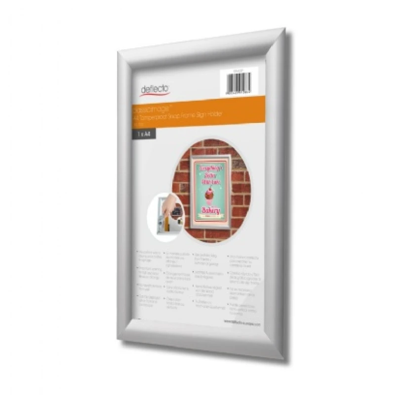 Image of Deflecto A3 Tamper Proof Snap Frame with 25mm profile Silver