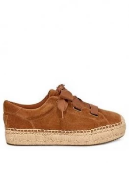 Image of UGG Brianna Suede Espadrille Loafer Shoes Brown Chestnut Size 3 Women