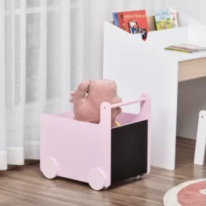 image of HOMCOM Kids Toys Storage Cabinet Rolling Storage Cart on Wheels Craft Storage Containers Bins Can Move everywher for Toddlers 1-4 Years Old, Pink