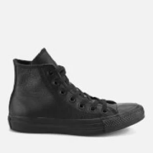 image of Converse Chuck Taylor All Star Leather Hi-Top Trainers - Black Mono - UK 10