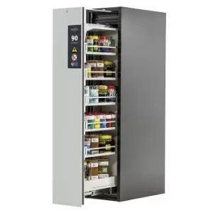 image of asecos Type 90 fire resistant vertical pull-out cabinet, 1 drawer, 5 shelves, grey/grey