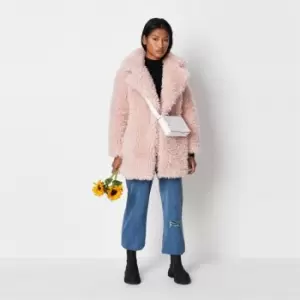 image of Missguided Shaggy Borg Midi - Pink