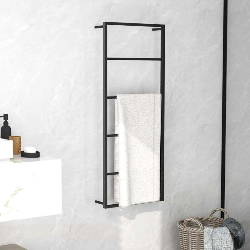 Image of VIDAXL Towel Rack Black 45x10x115cm Steel Vidaxl 8720286504178