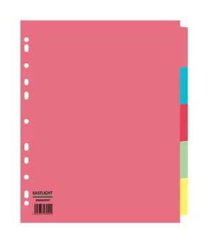 Image of Divider 5 Part A4 Extra Wide 155gsm Card Assorted Colours