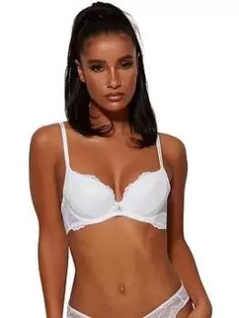 Image of Gossard Superboost Lace Padded Plunge Bra - White, Size 32B, Women