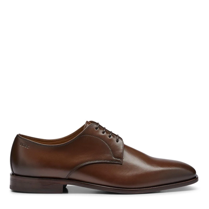 Image of Boss Mens Lisbon Derby Crafted Silhouette Shoes Medium Brown male 6 (40)