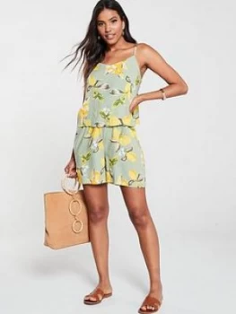 image of Mama-Licious Nursing Lemon Print Playsuit - Green