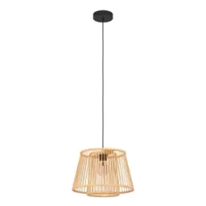 image of Eglo Hykeham Boho Wicker Pendant Light - Black