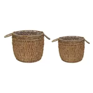 image of Ivyline Set of 2 Seagrass Lined Basket Natural