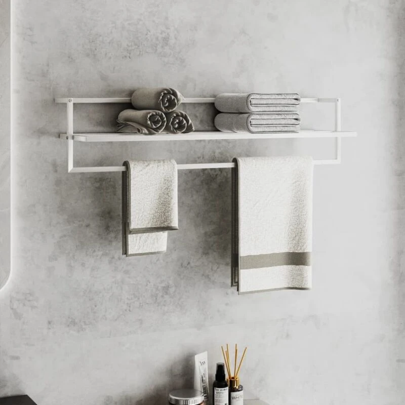 Image of vidaXL Towel Rack White 95X25X22cm Iron, White 343093