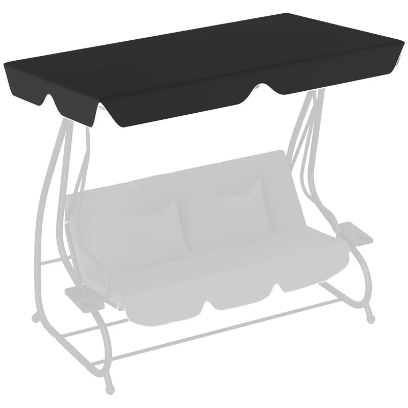 Image of Outsunny Waterproof Garden Swing Canopy Replacement 3 Seater, Black Black