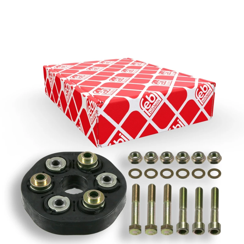 Image of FEBI BILSTEIN 03568 Drive Shaft Coupler ProKit with washers, with nuts, Front, Bolt Hole Circle Ø: 80mm Joint,propeller shaft (1427)
