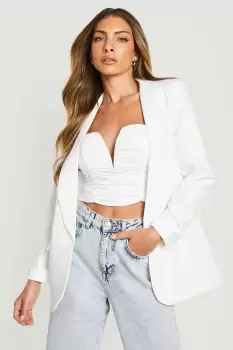 Image of Ruched Sleeve Tailored Blazer