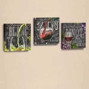 Image of AHM030 Black Grey White Claret Red Purple Decorative PU Leather Painting (3 Pieces)
