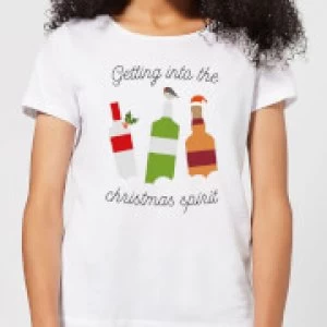 image of Getting Into The Christmas Spirit Womens Christmas T-Shirt - White - 3XL