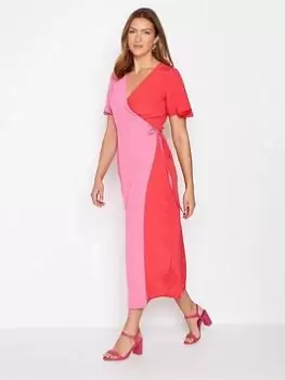 Image of Long Tall Sally Pink Red Wrap Dress, Pink, Size 12, Women
