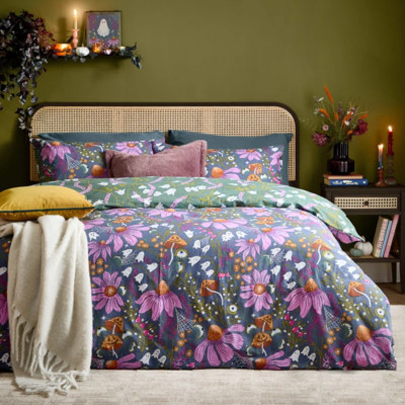 Image of furn. Furn Ghoul Gardens Halloween Reversible Duvet Cover Set, Multi, Double