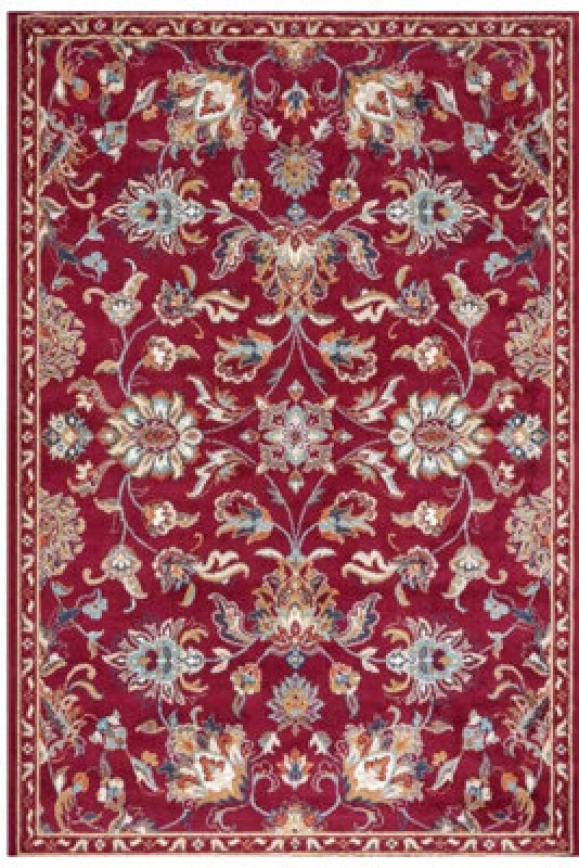 Image of The Rugs Orient Rug Caracci Vintage Floral Design Low Pile Living Room In Red