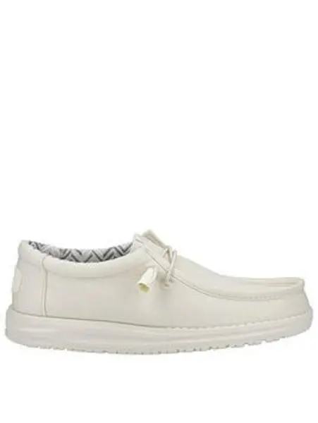 Image of Heydude Wally Canvas Boat Shoe - Stone Cream W0NV0 Male 7,8,9,10,11,12