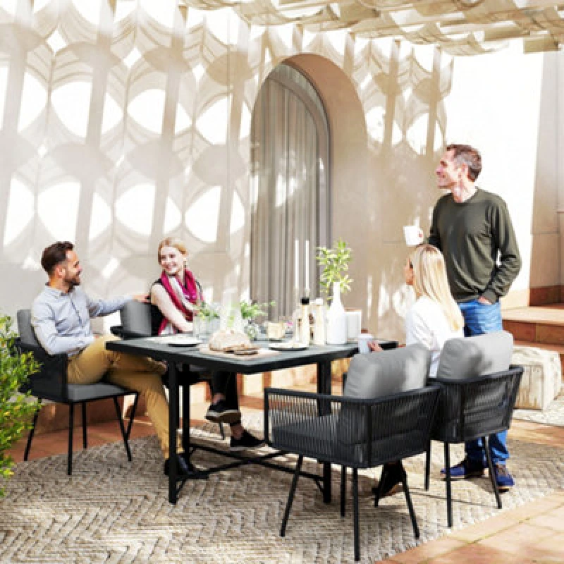 Image of OUTSUNNY 5 Piece Garden Furniture Set, Garden Dining Set with 4 Chairs in Light Grey Light Grey Unisex