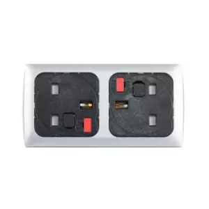 image of Proton panel mounted power module 2 x UK sockets - silver/black