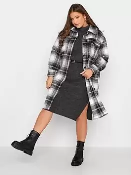 Image of Yours Midi Shacket - Mono Check/Pink, Black, Size 30-32, Women