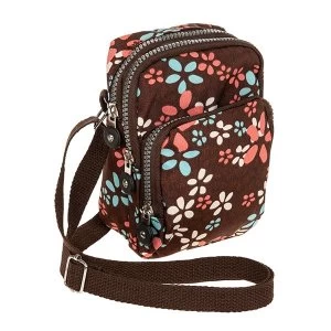 Image of Mocha Modern Flowers Cross Body Bag