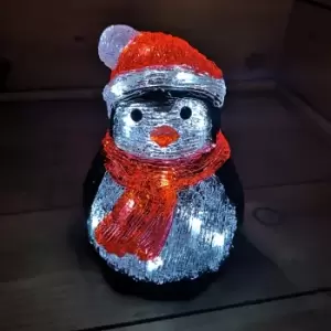 image of 20cm Festive Christmas Acrylic Sitting Penguin With 16 White LEDs