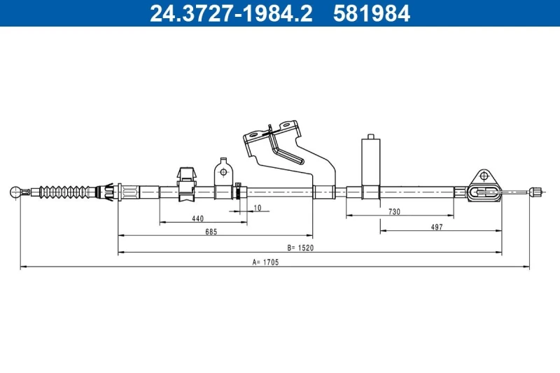 Image of ATE 24.3727-1984.2 Brake Cable 1705mm Cable,parking brake (124)