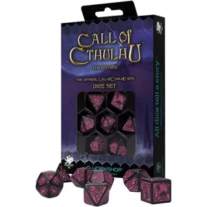 image of Call of Cthulhu 7th Edition Black & Magenta Dice Set