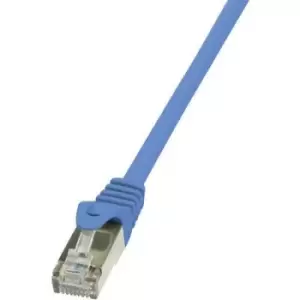 image of LogiLink CP1036S RJ45 Network cable, patch cable CAT 5e F/UTP 1m Blue incl. detent