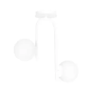 Image of Kalf White Globe Ceiling Light with White Glass Shades, 2x E14
