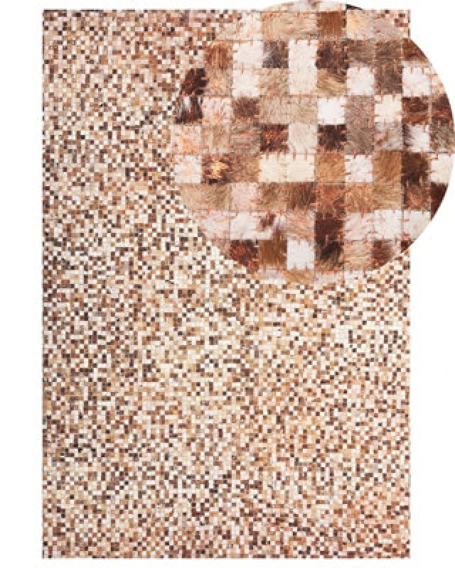 Image of Beliani Rug Torul Brown 140 X 200 Cm Leather