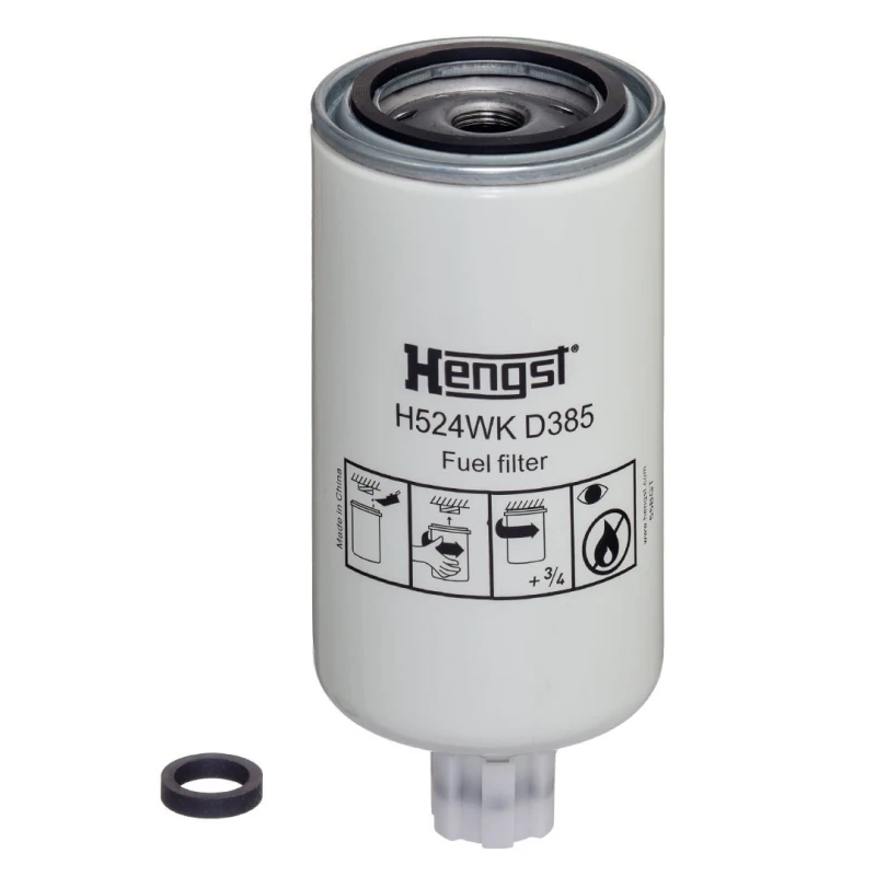 Image of HENGST FILTER H524WK D385 Fuel Filter Spin-on Filter, with gaskets/seals Fuel filter (9)