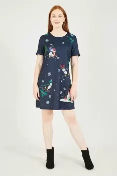 image of Navy Festive Tunic Dress